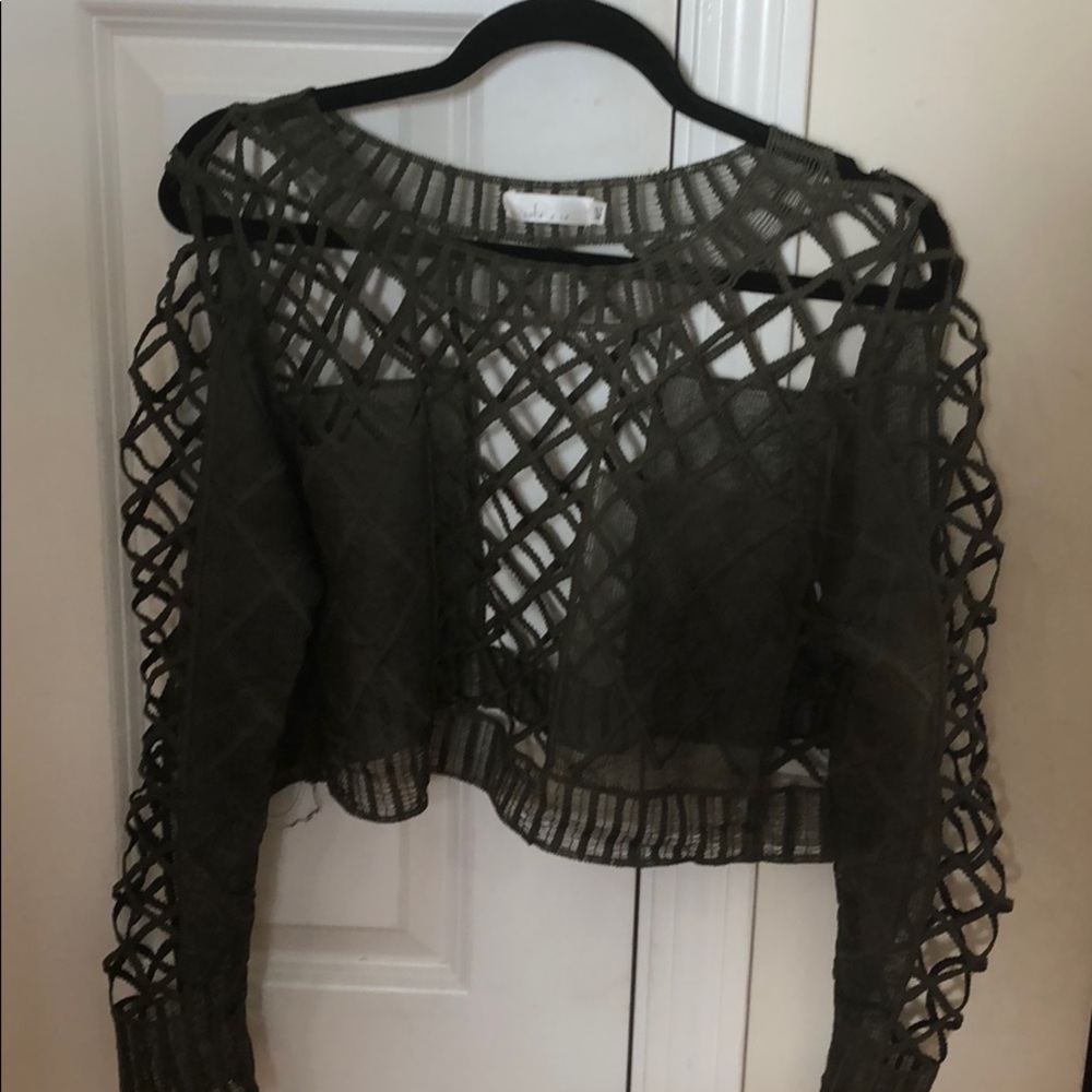 LF x LOLA GREEN WOVEN LADDER SHIRT